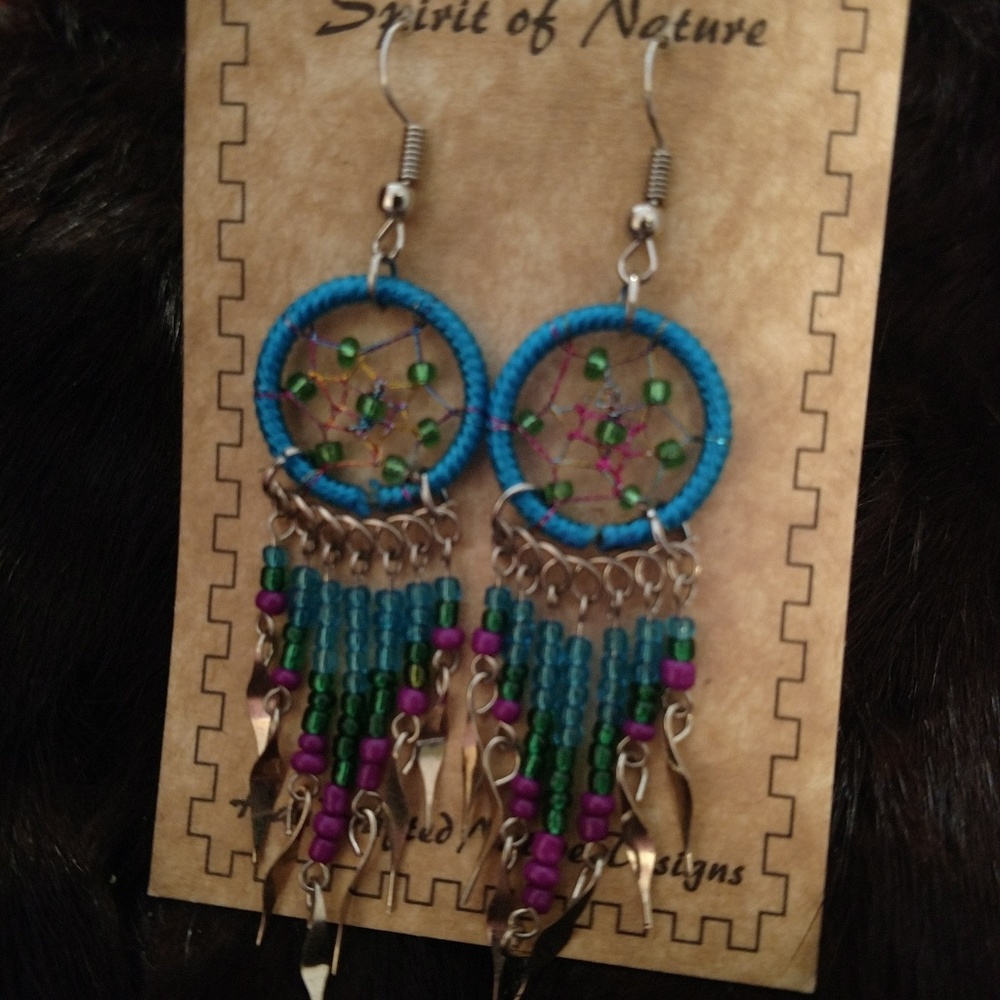 Beaded Long Dream Catcher Earrings - Picture 3 of 3